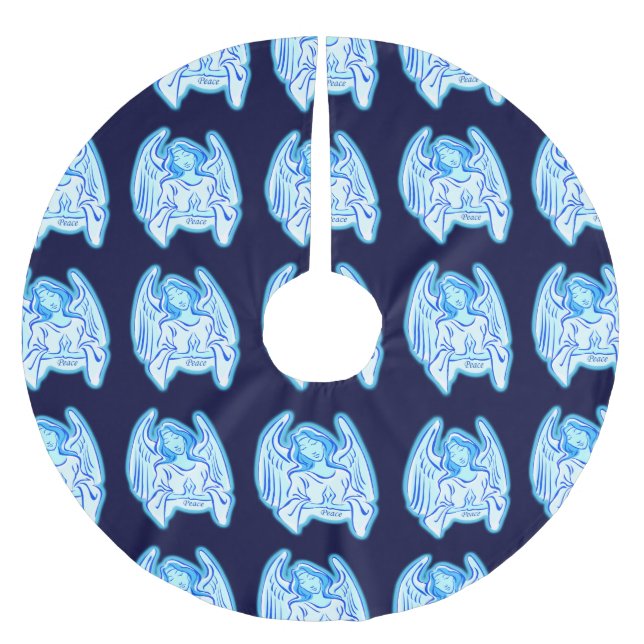 Jupon De Sapin En Polyester Brossé Jupe d'arbre de Noël Blue Angel (Devant)