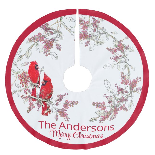 Jupon De Sapin En Polyester Brossé jupe d'arbre de Noël cardinal brossé polyester (Devant)