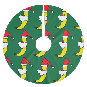 Jupon De Sapin En Polyester Brossé Jupe d'arbre de Noël de banane de Père Noël