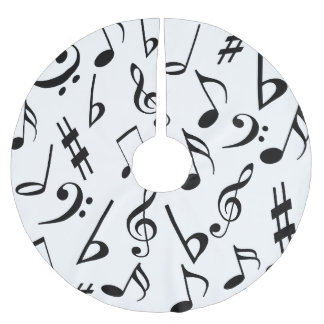 Jupon De Sapin En Polyester Brossé Jupe d'arbre de Noël de musique : Noir et blanc