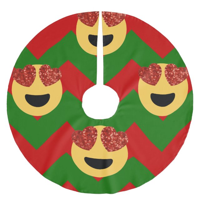 Jupon De Sapin En Polyester Brossé jupe d'arbre de noël emoji xmas (Devant)