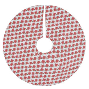 Jupon De Sapin En Polyester Brossé Jupe d'arbre de Noël/Poinsettias