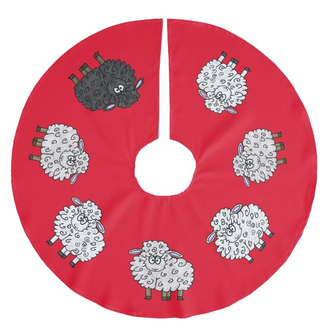 Jupon De Sapin En Polyester Brossé Jupe d'arbre de Noël pour mouton drôle (Devant)