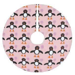 Jupon De Sapin En Polyester Brossé Jupe d'arbre de pingouin mignonne rose bébé