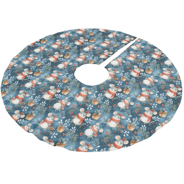 Jupon De Sapin En Polyester Brossé Jupe d'arbre de souris de Noël (Angle)