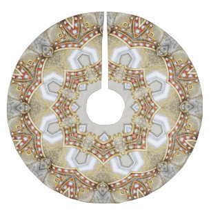 Jupon De Sapin En Polyester Brossé Jupe d'arbre décoratif or