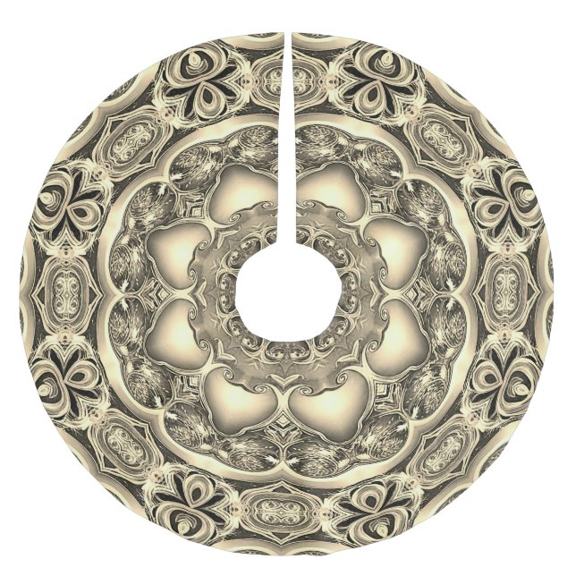 Jupon De Sapin En Polyester Brossé Jupe d'arbre décoratif or (Devant)