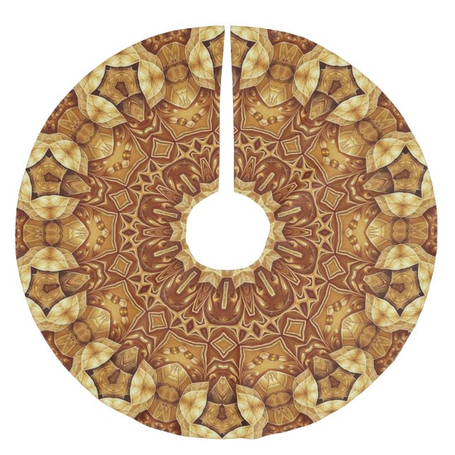 Jupon De Sapin En Polyester Brossé Jupe d'arbre décoratif or (Devant)