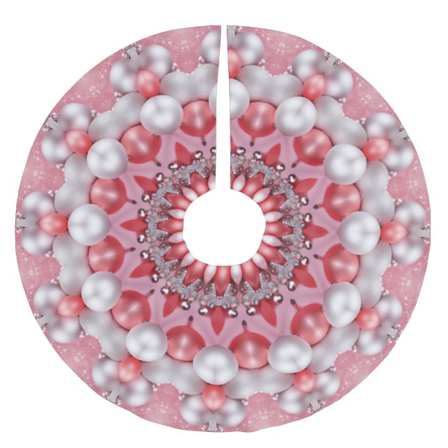 Jupon De Sapin En Polyester Brossé Jupe d'arbre décoratif rose (Devant)