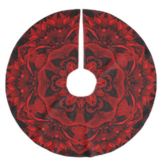 Jupon De Sapin En Polyester Brossé Jupe d'arbre floral Feuille rouge