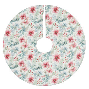 Jupon De Sapin En Polyester Brossé Jupe d'arbre floral rouge