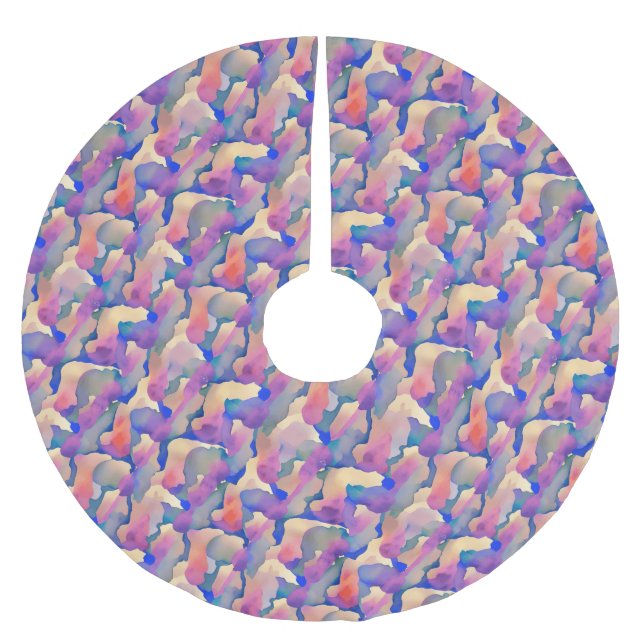 Jupon De Sapin En Polyester Brossé Jupe d'arbre Motif aquarelle (Devant)