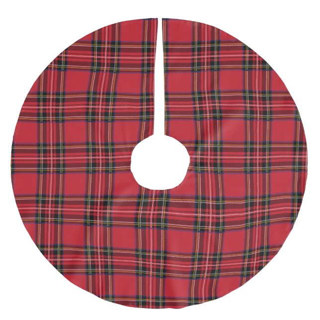 Jupon De Sapin En Polyester Brossé Jupe d'arbre tartan rouge, Polyester brossé (Devant)