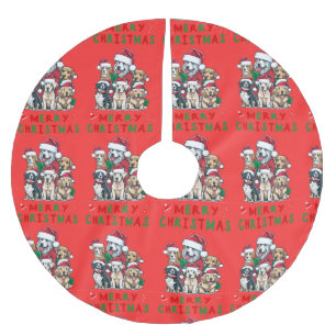 Jupon De Sapin En Polyester Brossé Jupe de Noël avec chiens