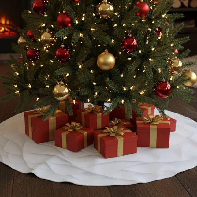 Jupon De Sapin En Polyester Brossé Jupe de Noël blanche moderne (Elegant white christmas tree skirt just for you)