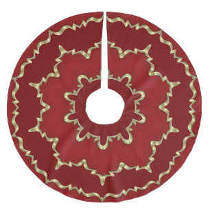 Jupon De Sapin En Polyester Brossé Jupe de Noël décorative d'or rouge