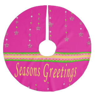 Jupon De Sapin En Polyester Brossé Jupe de Noël Joyeuses Fêtes rose