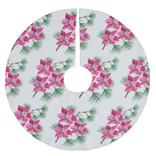 Jupon De Sapin En Polyester Brossé Jupe de Noël poinsettia