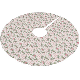 Jupon De Sapin En Polyester Brossé Jupe de sapin à motif rose de Noël