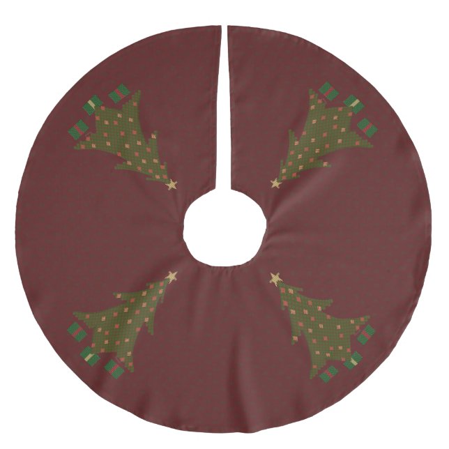 Jupon De Sapin En Polyester Brossé Jupe de sapin de Noël dorée (Devant)