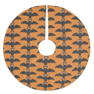 Jupon De Sapin En Polyester Brossé Jupe de sapin Halloween chauve-souris orange et no