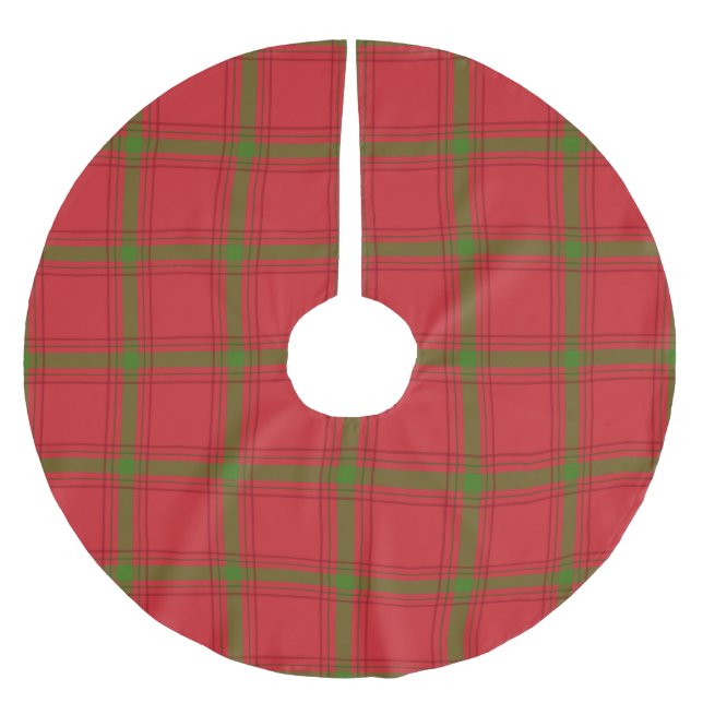 Jupon De Sapin En Polyester Brossé Jupe de sapin rouge et vert plaid (Devant)