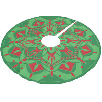 Jupon De Sapin En Polyester Brossé Jupe de sapin verte et rouge