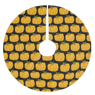 Jupon De Sapin En Polyester Brossé Jupe d'Halloween Citrouille noire et orange