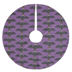 Jupon De Sapin En Polyester Brossé Jupe d'Halloween de chauve-souris violette et noir
