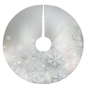 Jupon De Sapin En Polyester Brossé Jupe élégante d'arbre de flocon de neige de