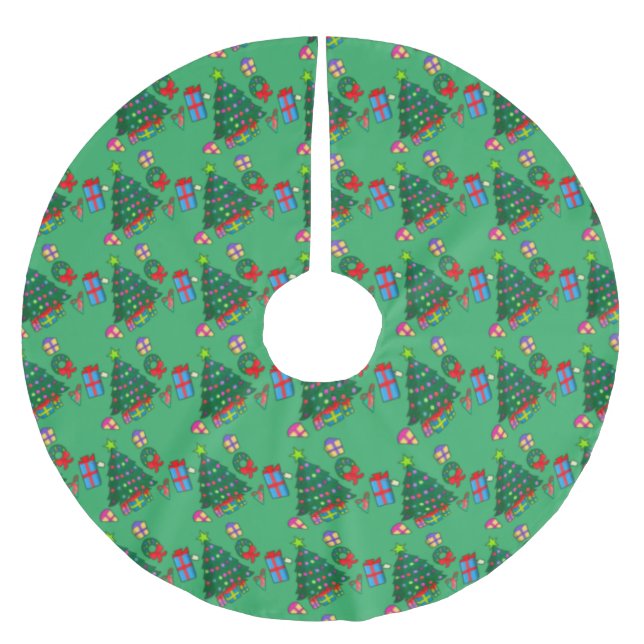 Jupon De Sapin En Polyester Brossé Jupe en Polyester Brossé Fête de Noël (Devant)