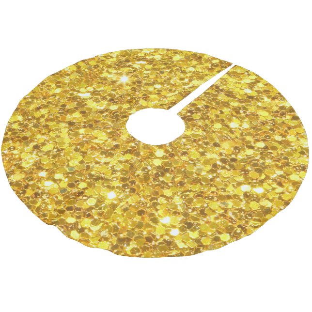 Jupon De Sapin En Polyester Brossé Jupe Gold Parties scintillant Tree (Angle)