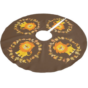 Jupon De Sapin En Polyester Brossé Jupe mignonne d'arbre de mandala de lion de bande