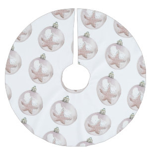 Jupon De Sapin En Polyester Brossé Jupe Motif d'arbre de l'ornement rose pâle
