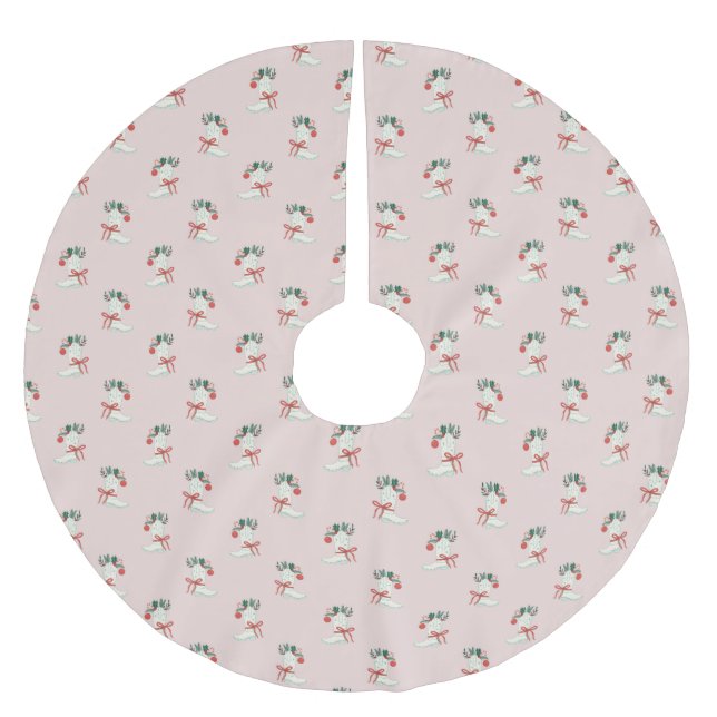 Jupon De Sapin En Polyester Brossé Jupe Motif d'arbre de Noël de la fille (Devant)