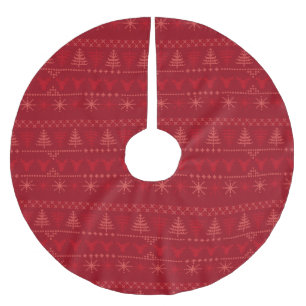 Jupon De Sapin En Polyester Brossé Jupe Motif de Noël rouge nordique
