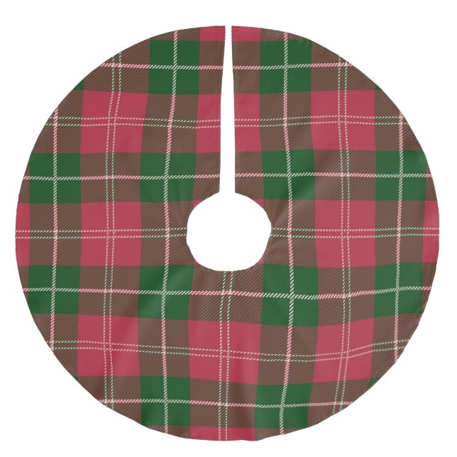 Jupon De Sapin En Polyester Brossé Jupe motif en bâtonnet de Noël tartan (Devant)
