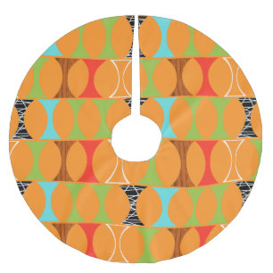 Jupon De Sapin En Polyester Brossé Jupe orange moderne d'arbre de Noël de la moitié