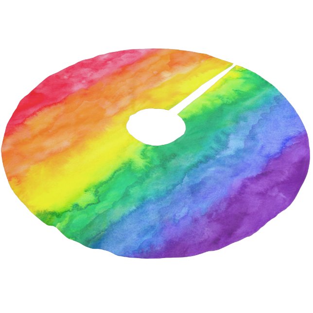 Jupon De Sapin En Polyester Brossé Jupe Rainbow Wash Tree (Angle)
