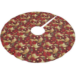 Jupon De Sapin En Polyester Brossé Jupe Red et Gold Tree