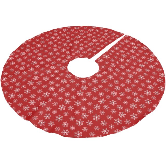 Jupon De Sapin En Polyester Brossé Jupe Red Snowflake Tree (Angle)