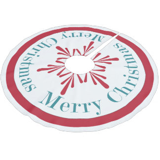 Jupon De Sapin En Polyester Brossé Jupe rouge d'arbre de flocon de neige de Noël