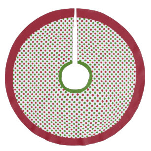 Jupon De Sapin En Polyester Brossé Jupe verte rouge d'arbre de Noël de point de polk