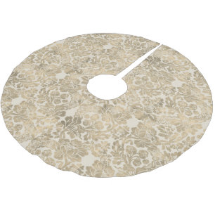 Jupon De Sapin En Polyester Brossé Jupe Vintage d'Arbre de Noël à Damas en or