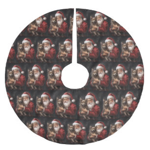 Jupon De Sapin En Polyester Brossé Kelpie australien avec le Père Noël de Noël