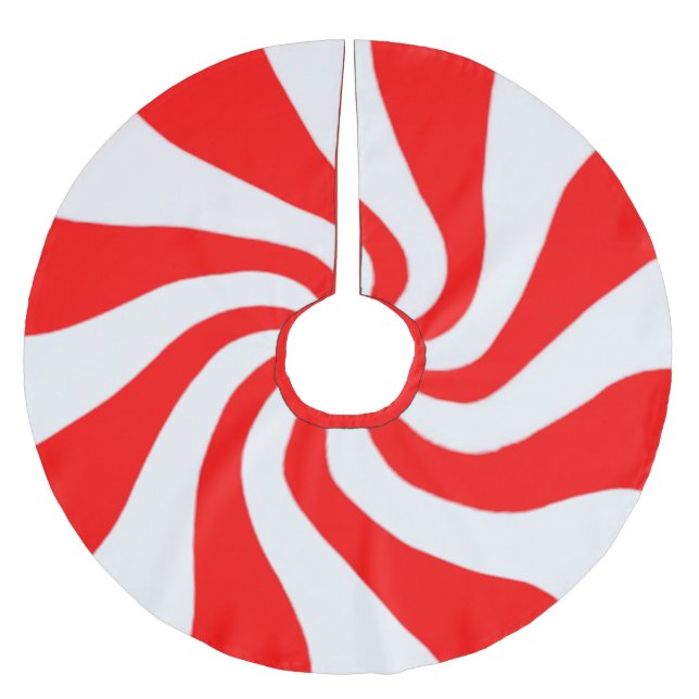 Jupon De Sapin En Polyester Brossé La menthe poivrée rouge tourbillonne jupe d'arbre (Devant)