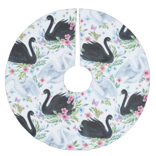Jupon De Sapin En Polyester Brossé Lac des Cygnes : Motif pastel aquarelle.
