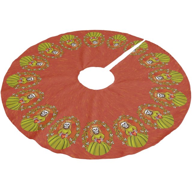 Jupon De Sapin En Polyester Brossé Lady Squelette Avec Coeur (Angle)