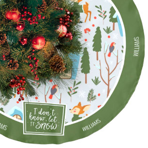 Jupon De Sapin En Polyester Brossé Laisser la neige mignonne Rennes Nom Vert Noël