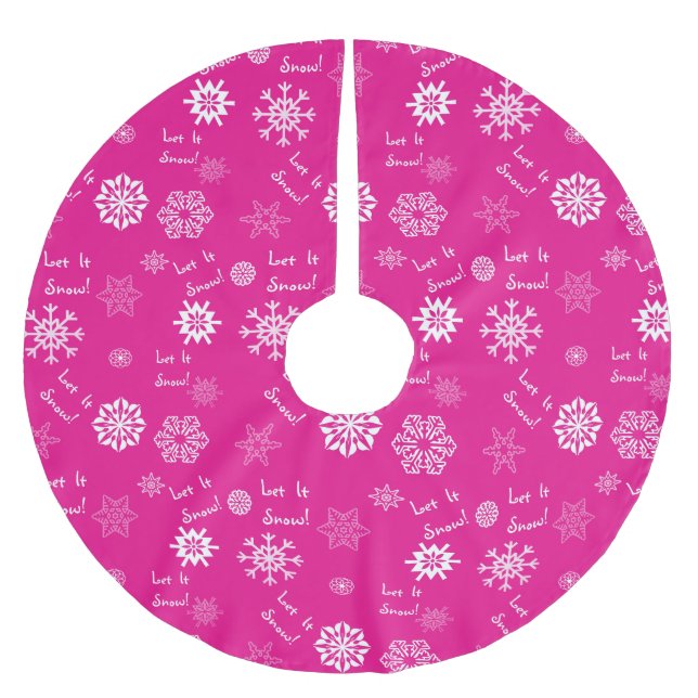 Jupon De Sapin En Polyester Brossé Laisser Neige Rose Chaud (Devant)